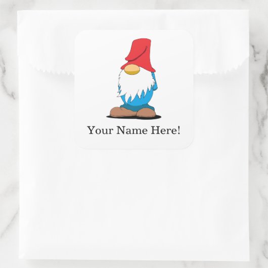 Anpassbare Gnome-Aufkleber Quadratischer Aufkleber (Tasche)