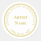 Anpassbare Gold-Echtheitsbescheinigung Runder Aufkleber (Vorderseite)