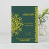 Anpassbare Gold Emerald Mehendi Henna Indian Einladung (Stehend Vorderseite)