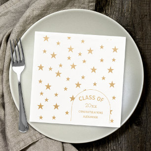 Anpassbare Gold Stars White Graduation Party Serviette