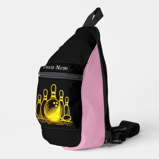 Anpassbare Golden Bowling Team Art Crossbody Bag (Rechte Ecke)