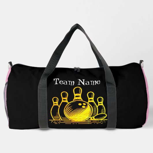 Anpassbare Golden Bowling Team Art Duffle Bag (Rückseite)