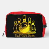 Anpassbare Golden Bowling Team Art Waschbeutel (Rückseite)
