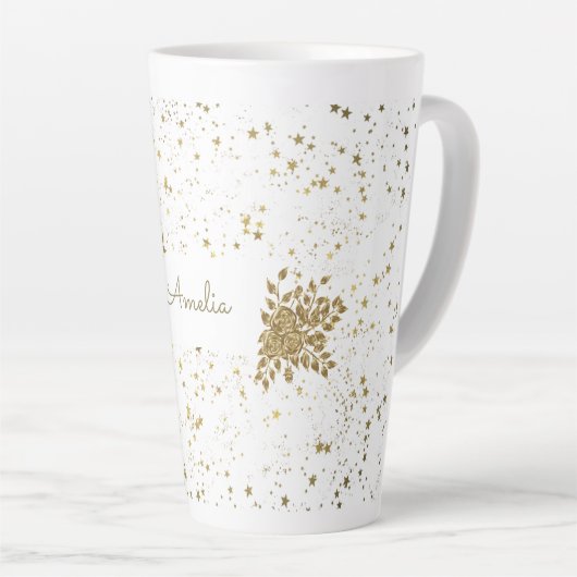 Anpassbare Goldene Sparkle Latte-Tasse Milchtasse (Rechte Ecke)