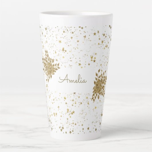 Anpassbare Goldene Sparkle Latte-Tasse Milchtasse (Vorderseite)