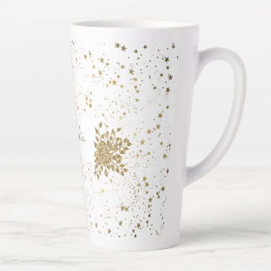 Anpassbare Goldene Sparkle Latte-Tasse Milchtasse (Rechts)