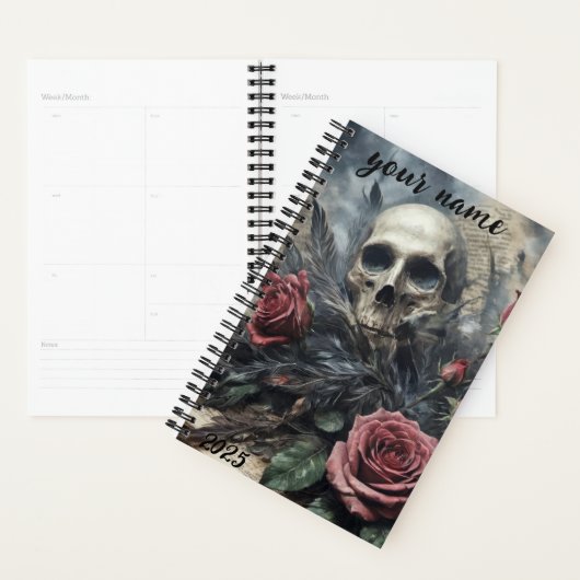 Anpassbare "Gothic Skull and Rose #2" Planer (Anzeige)