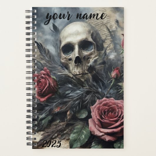 Anpassbare "Gothic Skull and Rose #2" Planer (Vorderseite)
