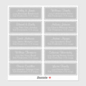 Anpassbare Graue Wedding Guest Address Labels (Blatt)