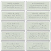 Anpassbare Green Wedding Guest Address Labels (Vorderseite)