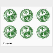 Anpassbare Green Yin Yang Dragons Runder Aufkleber (Blatt)