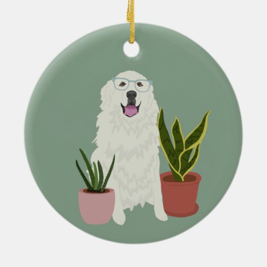 Anpassbare Große Pyrenäen Keramik Ornament (Hinten)