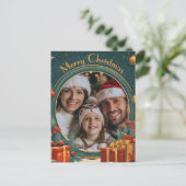 Anpassbare Grün frohe Weihnachten Postkarte (Stehend Vorderseite)