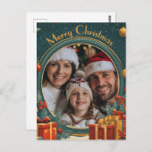Anpassbare Grün frohe Weihnachten Postkarte (Vorne/Hinten)