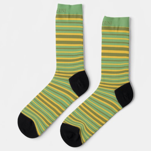Anpassbare grüne gelbe braune Streifen Socke (Linkes Detail)