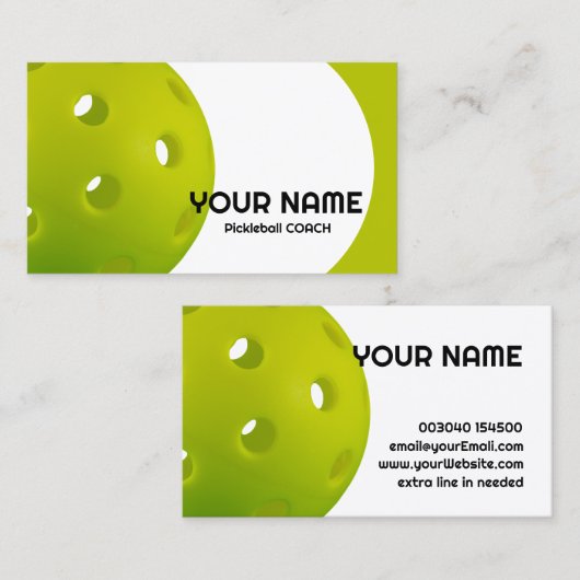 Anpassbare, grüne, realistische Pickleball Visitenkarte (Vorne/Hinten)