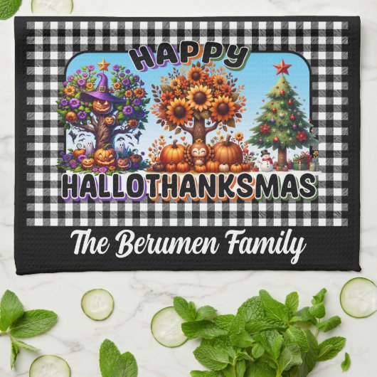Anpassbare Hallothanksmas Küche Handtuch (Gefaltet)