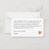 Anpassbare Halloween-Flachnotienkarte Mitteilungskarte (Rückseite)