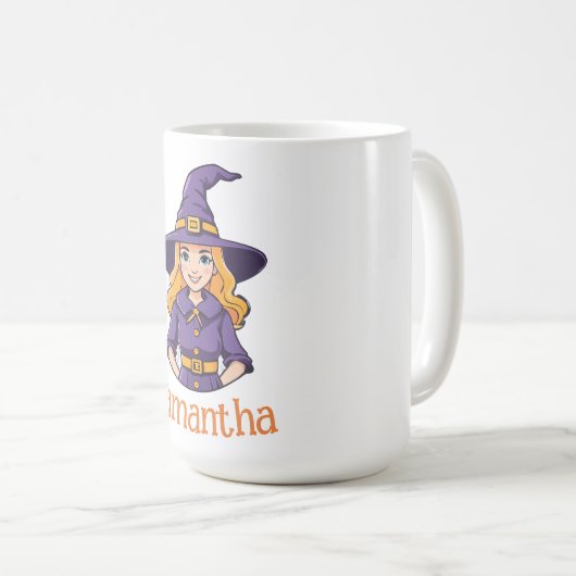Anpassbare Halloween-Hexe Kaffeetasse (VorderseiteRechts)