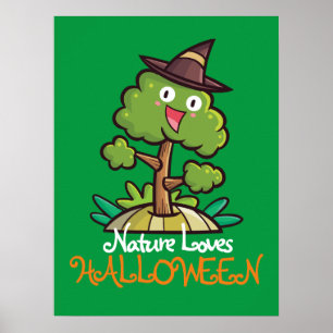 Anpassbare Halloween-Hexenbaum Poster