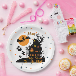 Anpassbare Halloween-Kinderdusche-Teller Pappteller
