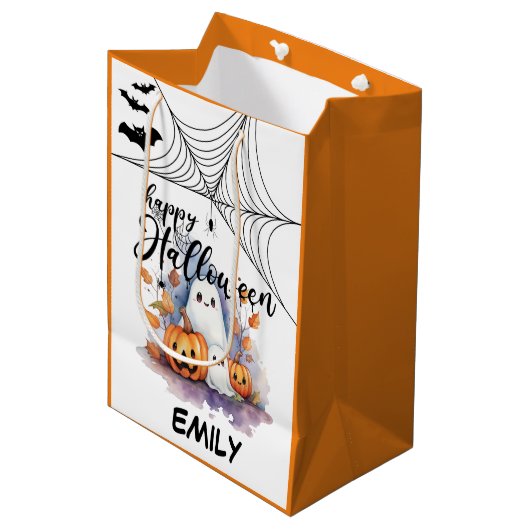 Anpassbare Halloween Medium Trick oder Treat Bag Mittlere Geschenktüte (Vorderseite Schrägansicht)