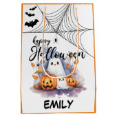 Anpassbare Halloween Medium Trick oder Treat Bag Mittlere Geschenktüte (Rückseite)