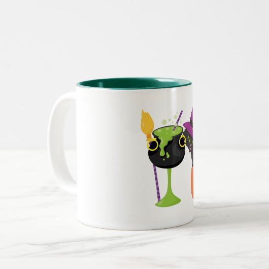 Anpassbare Halloween-Rotzenkatze Zweifarbige Tasse (Vorderseite Links)