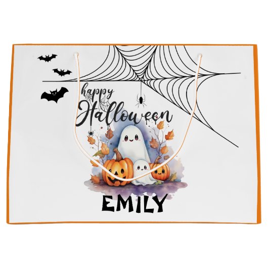 Anpassbare Halloween Trick oder Treat Bag Groß Große Geschenktüte (Vorderseite)