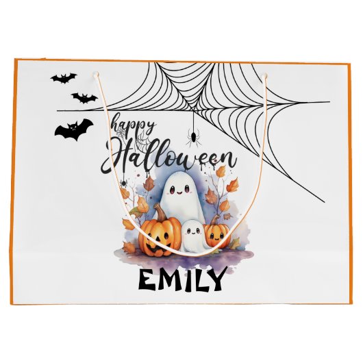 Anpassbare Halloween Trick oder Treat Bag Groß Große Geschenktüte (Rückseite)