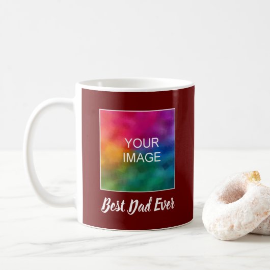Anpassbare Handschrift, dunkelrot, bester Vater je Kaffeetasse (Mit Donut)