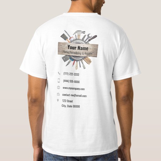 Anpassbare Handyman-Tools T-Shirt (Rückseite)