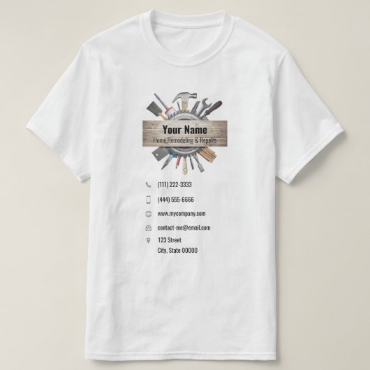 Anpassbare Handyman-Tools T-Shirt (Design vorne)