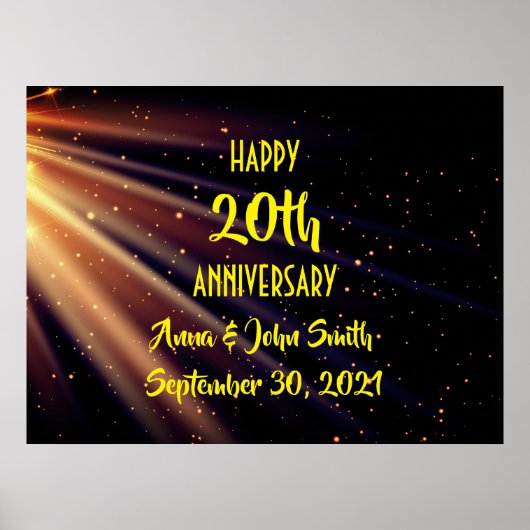 Anpassbare Happy-Anniversary-Lichtstrahlen Poster (Vorne)