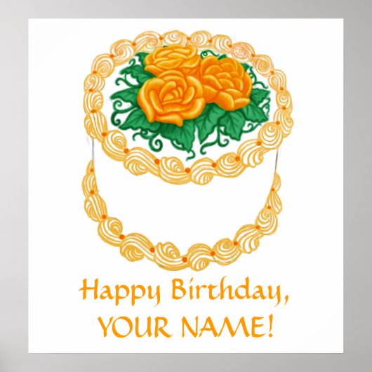 Anpassbare Happy Birthday Cake Print Poster (Vorne)