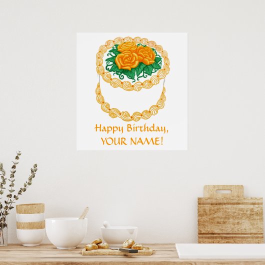 Anpassbare Happy Birthday Cake Print Poster (Küche)