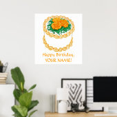 Anpassbare Happy Birthday Cake Print Poster (Heimbüro)