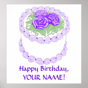 Anpassbare Happy Birthday Cake Print Poster