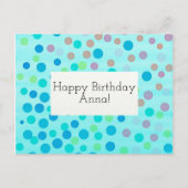 Anpassbare Happy Birthday Card Konfetti auf blau Postkarte (Vorderseite)