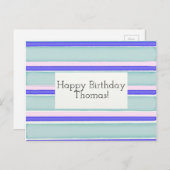 Anpassbare Happy Birthday Card Streifen Postkarte (Vorne/Hinten)
