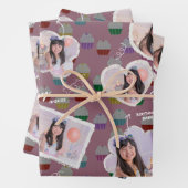 Anpassbare Happy Birthday Cupcake Foto Collage Geschenkpapier Set (Beispiel)
