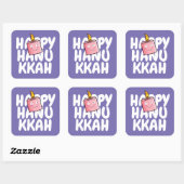 Anpassbare Happy Hanukkah Quadratischer Aufkleber (Blatt)