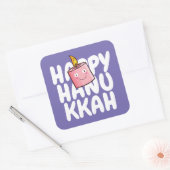 Anpassbare Happy Hanukkah Quadratischer Aufkleber (Umschlag)