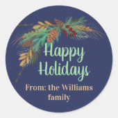 Anpassbare Happy Holidays von:...Sticker Runder Aufkleber (Vorderseite)