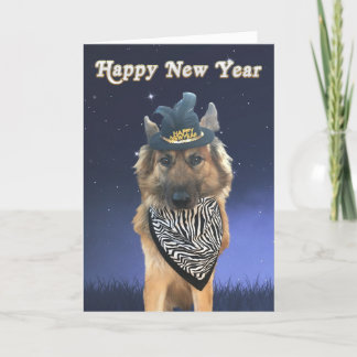 Anpassbare Happy New Year Dog Card Feiertagskarte
