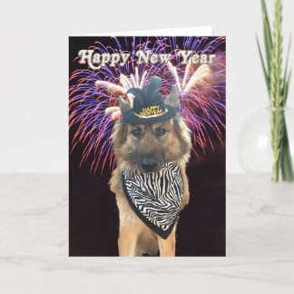 Anpassbare Happy New Year Dog Card Feiertagskarte