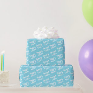 Anpassbare Happy Oaster Light Blue Geschenkpapier