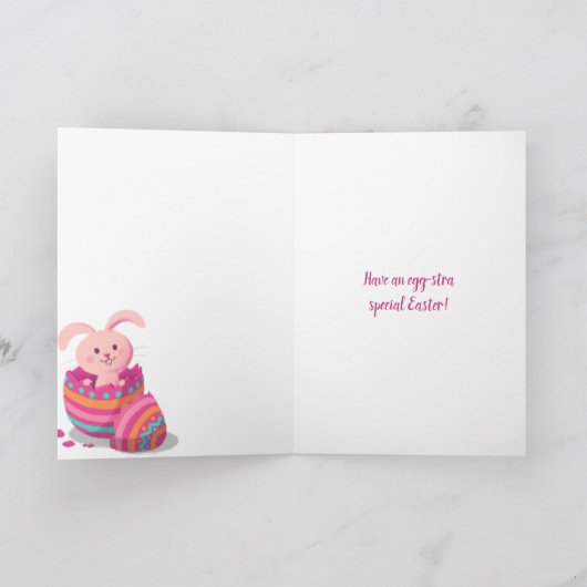 Anpassbare Happy Ostercard Bunny im Ei Karte (Innenseite)
