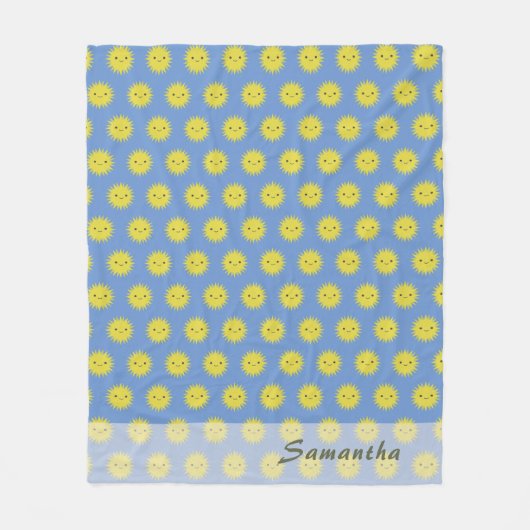 Anpassbare Happy Sun Muster Fleecedecke (Vorderseite)