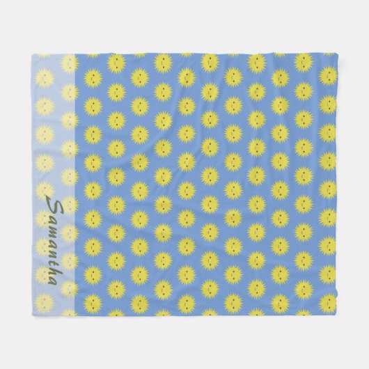 Anpassbare Happy Sun Muster Fleecedecke (Vorderseite (Horizontal))